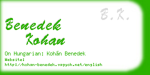 benedek kohan business card